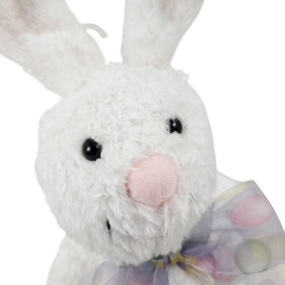Hallmark White Plush Bunny Bow Pastel Polka Dots 8 in Stuffed Animal Vintage - Picture 3 of 10